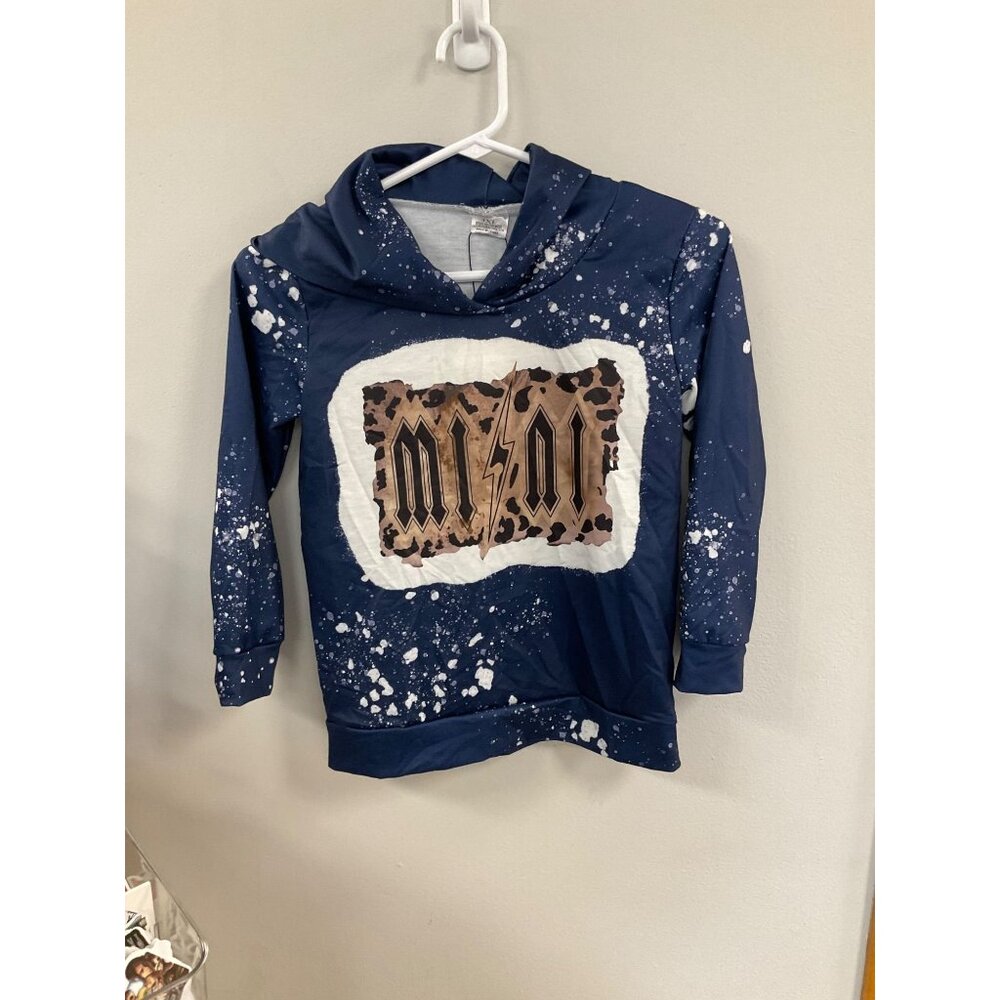 Mini Graphic Hoodie Navy Blue Splatter Print Kids Size 7/8 Casual Long Sleeve Wi